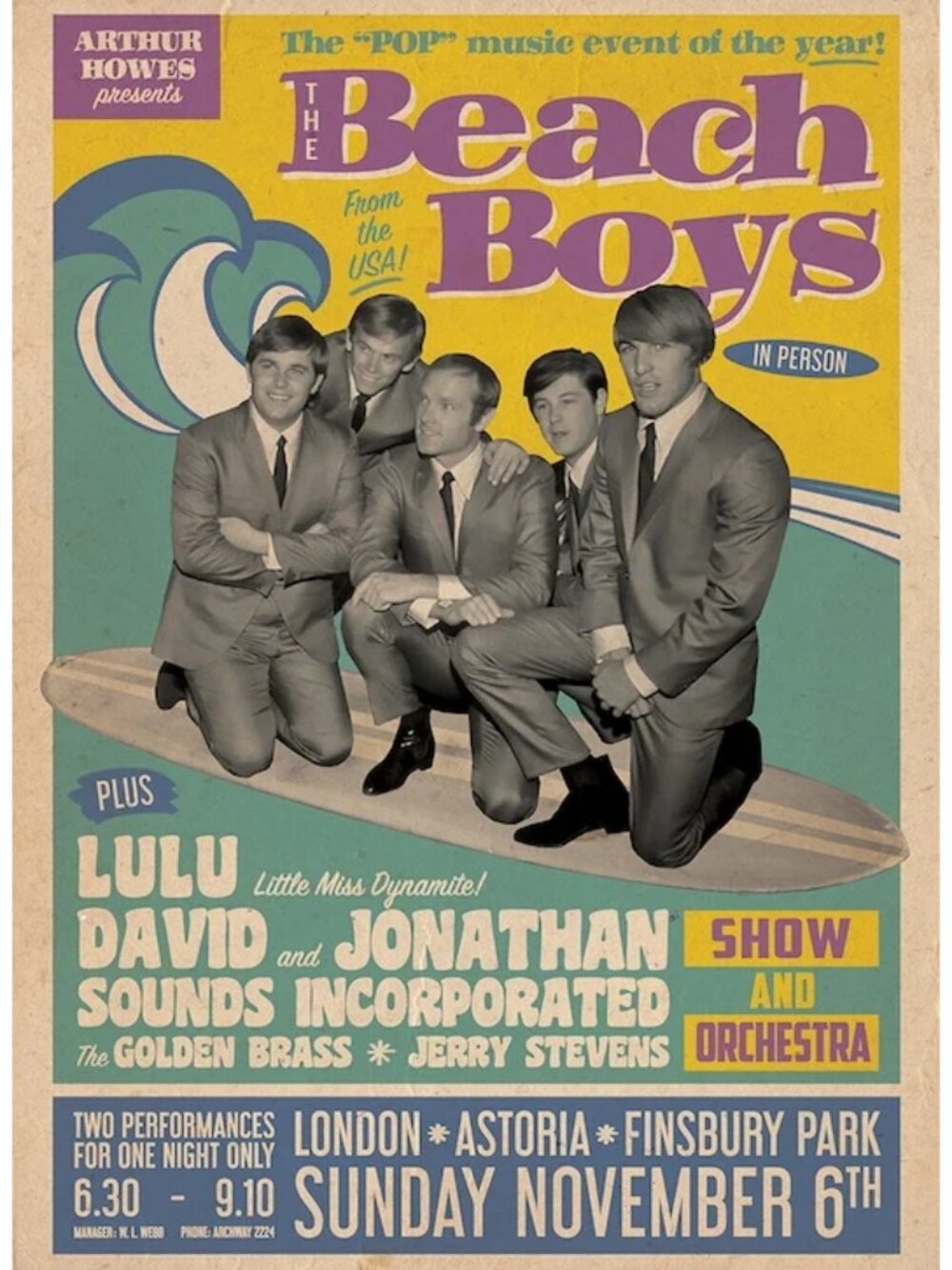 THE BEACH BOYS - Finsbury Park London Poster